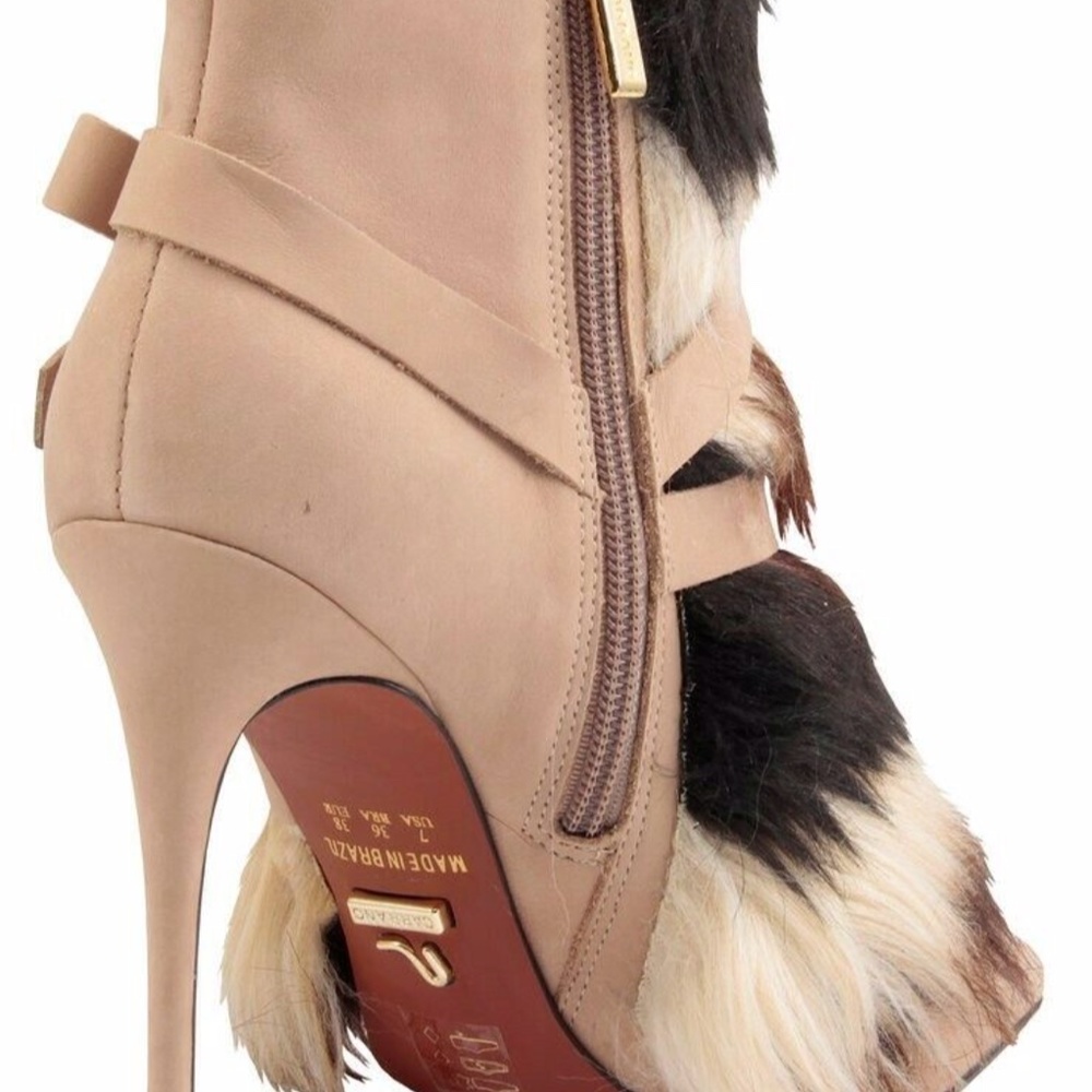 Carrano Farrah Suede Fur-Trimmed Bootie, Beige. - Picture 3 of 5